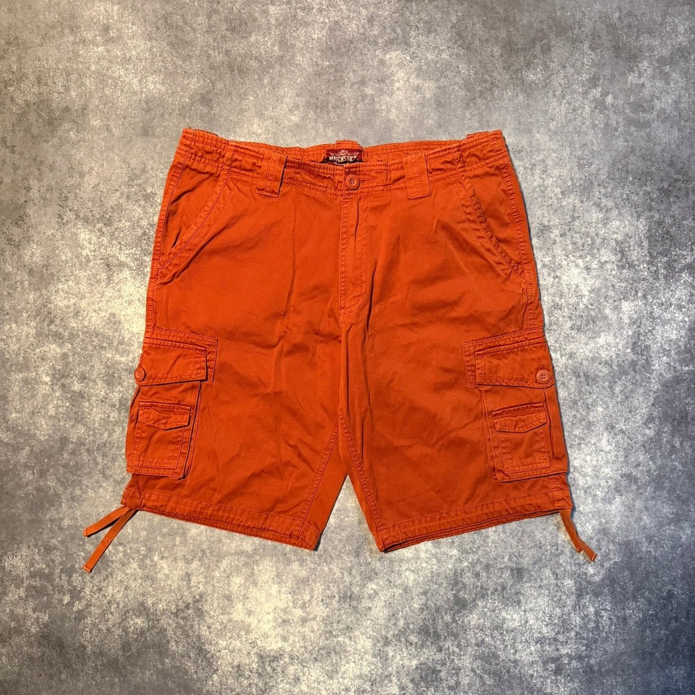 Matchstick Mens Cargo Shorts‎ Burnt Orange Cotton Size 38 Casual Outdoor Utility
